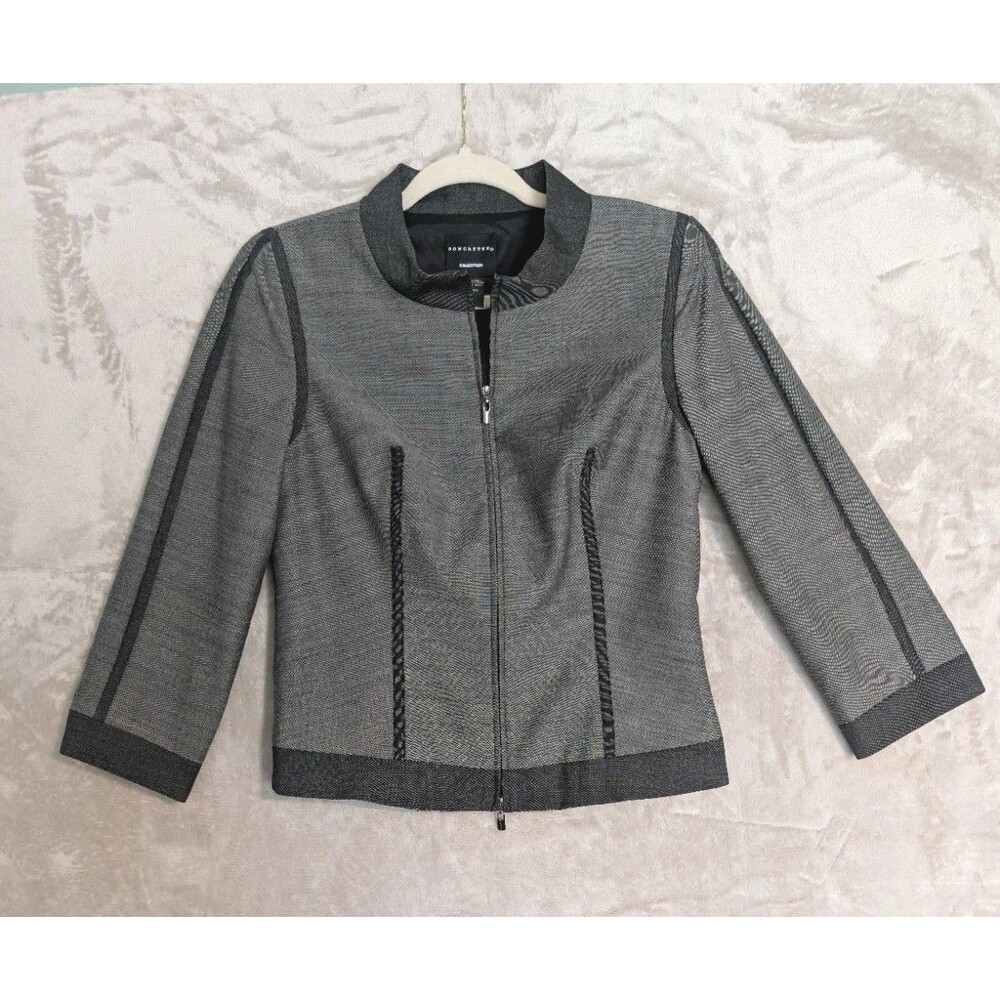 100% Wool Zip Jacket Coat Size 4 Gray Cropped Minimalist Blazer Model Luxury image 2